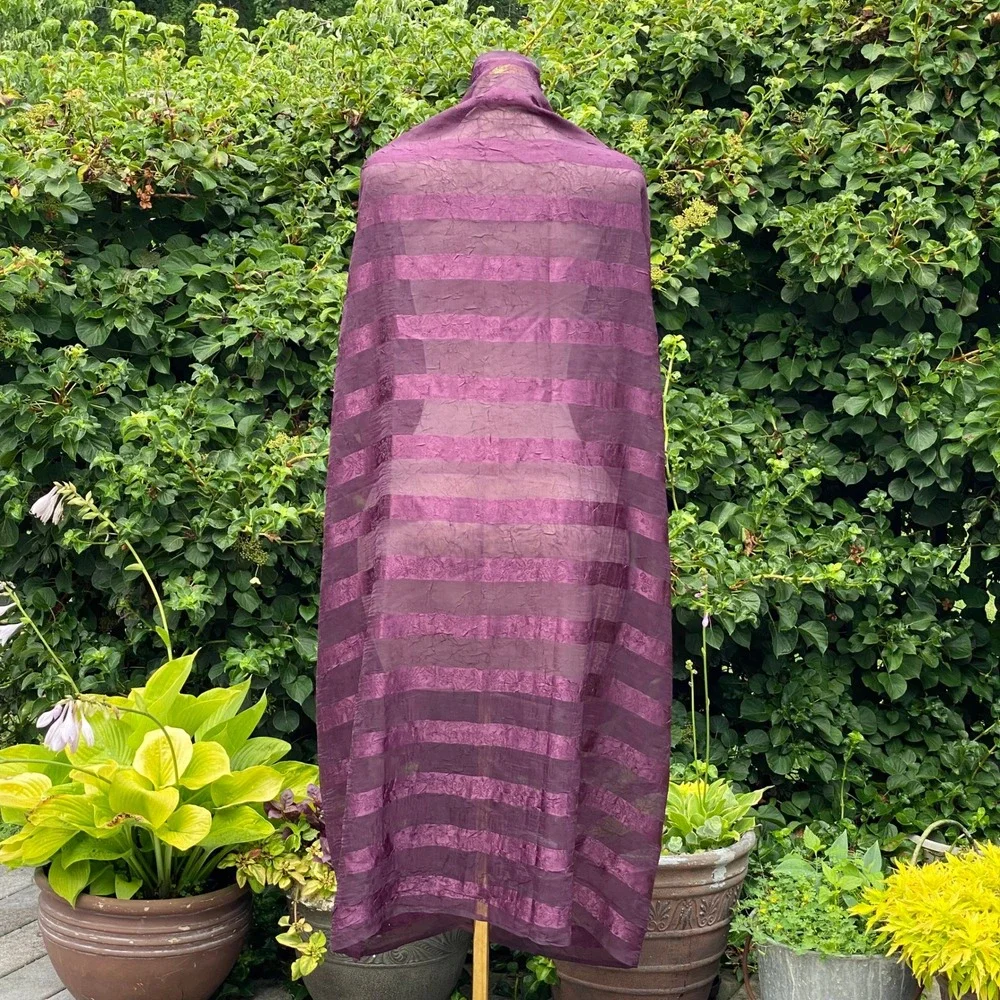 Unbranded Whimsical Purple Scarf Floral Sheer Textured Wrap Shawl Sarong - OS